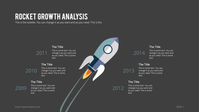 深色背景火箭发射时间轴PPT