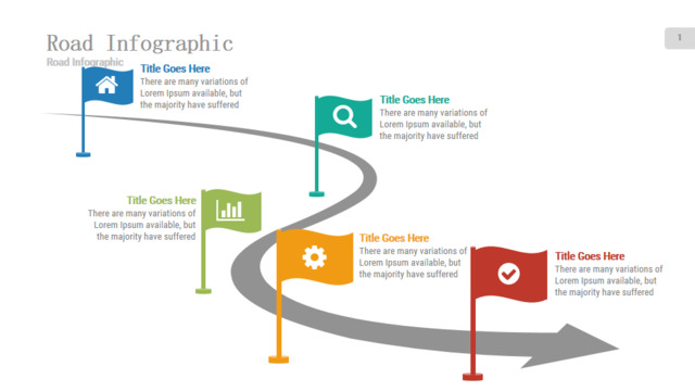 多彩旗子公路箭头企业大事件时间轴PPT图表
