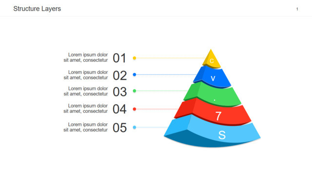 彩色立体圆锥分层数据展示饼状图PPT图表