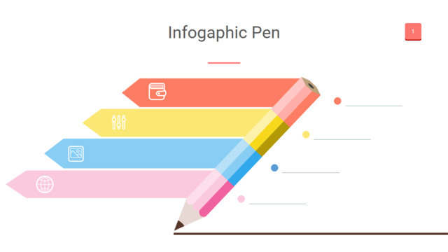 创意立体铅笔颜色展开说明台阶PPT图表