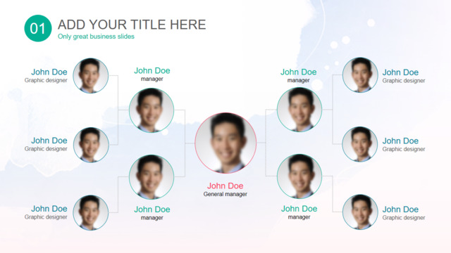 简约带头像公司成员介绍PPT组织结构图图表