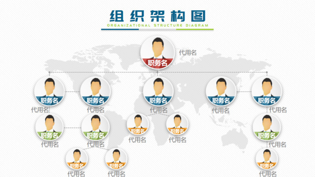 世界地图背景公司人员组成PPT组织结构图图表