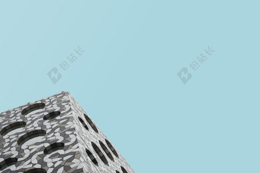 水绿建筑城市一角另类设计景观背景图片