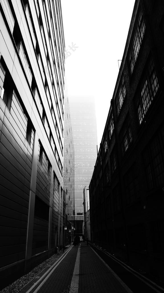 黑白建筑唯美现代化都市街景建设背景图片