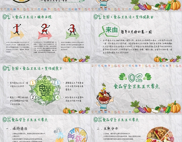 创意手绘卡通全国食品安全法食品卫生法宣传周PPT模板