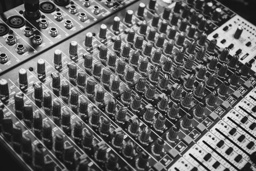 灰白现代科技音乐音频按钮背景图片