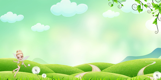 绿色简约小清新春天春季出游踏青背景素材