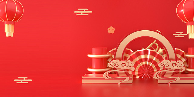 红色时尚新年春节节日背景