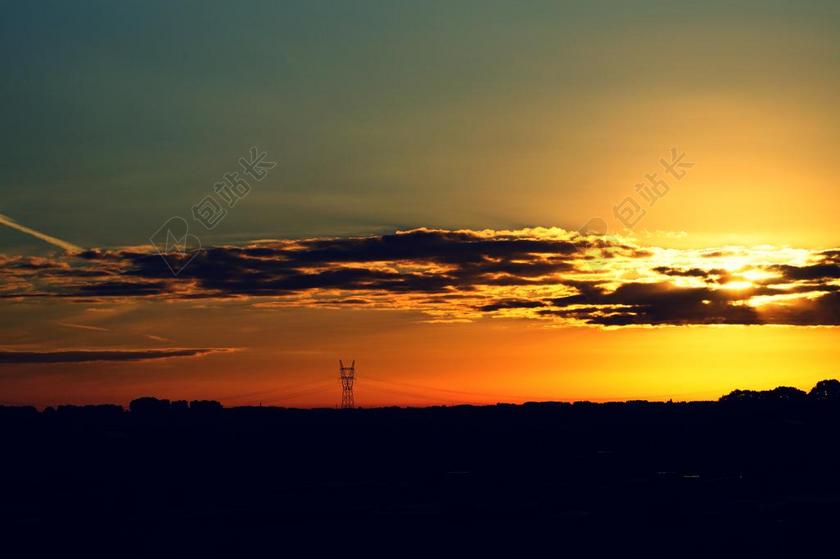 云黎明黄昏景观光日落光风景天空背景图片