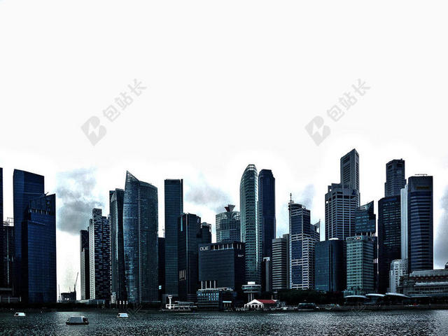 白色建筑现代城市金融中心建筑群宣传照背景图片