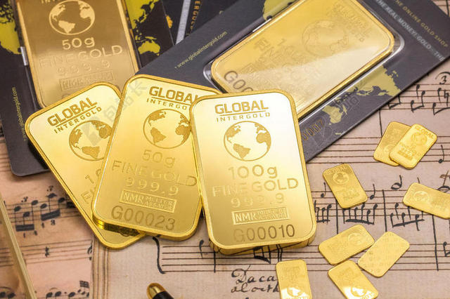 金色商务金融放在音乐曲谱上单交易货币背景图片