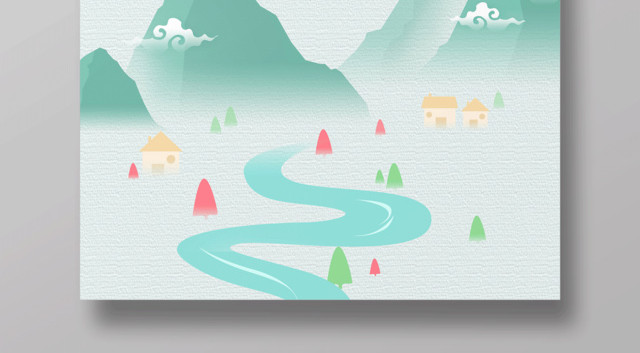 中国山水风格二十四节气节日春分海报设计
