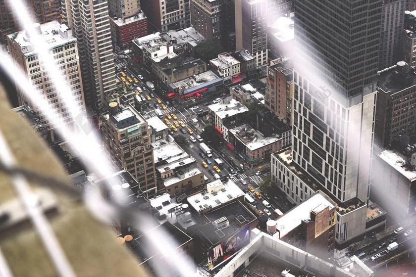 空中建筑壮观城市景观交通街道城市俯瞰一景背景图片