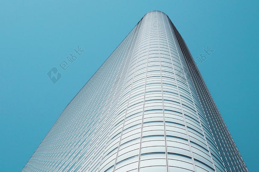 蓝色天空商务摩天大楼现代城市景观背景图片