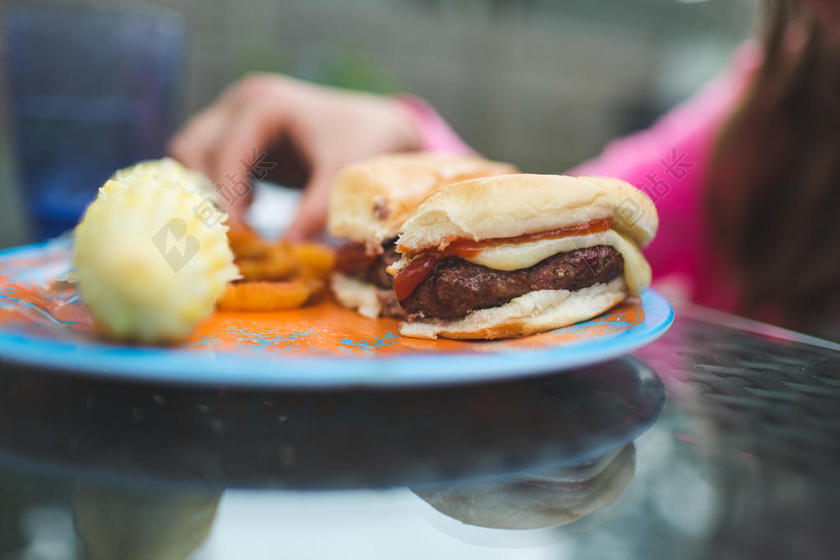 食物美味汉堡近照小吃零食背景图片