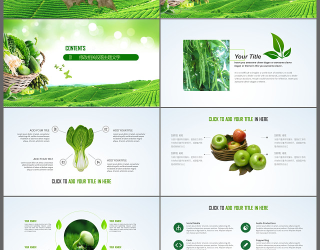 健康生活绿色清新有机农业生态PPT模板