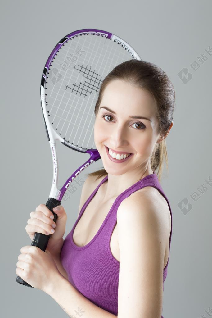 运动户外打网球的女子背景图片