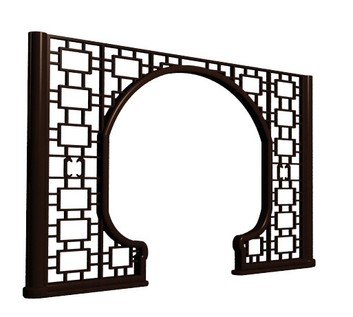 古代门窗 雕花门窗 复古门框 倾斜 拱形门