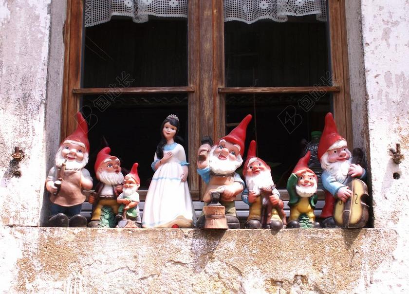 雪白色 小矮人 数字 窗口 俗气 丰富多彩 七个小矮人