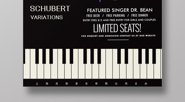 钢琴独奏音乐会简约钢琴宣传海报