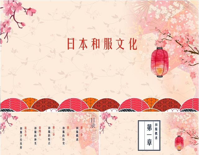 日系和风日本传统文化和服介绍宣传推广PPT模板