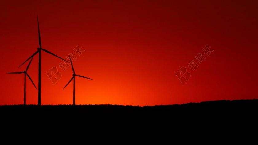 广告唯美晚霞的风车背景图片