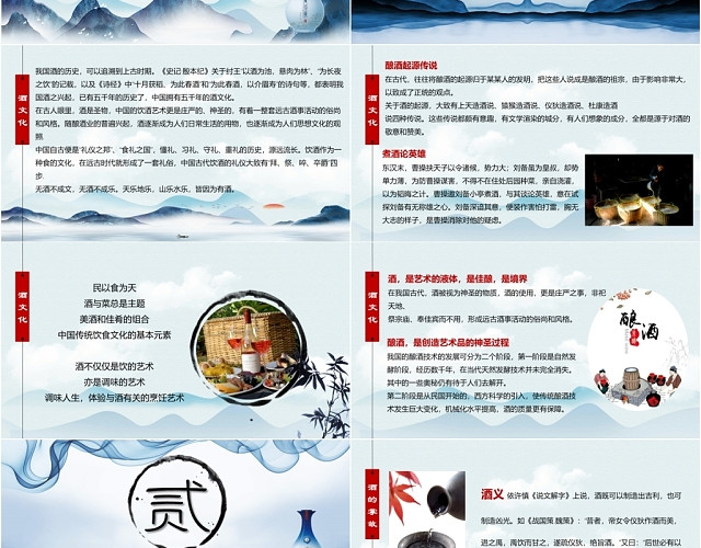 中国风古风水墨中国酒文化培训课件PPT模板