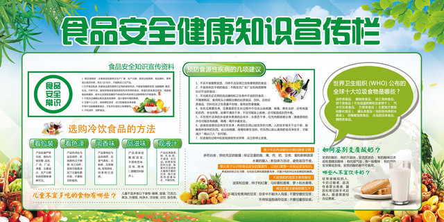 卫生健康教育宣传栏健康教育宣传栏食品安全健康知识宣传栏预防食病绿色蔬菜宣传展板
