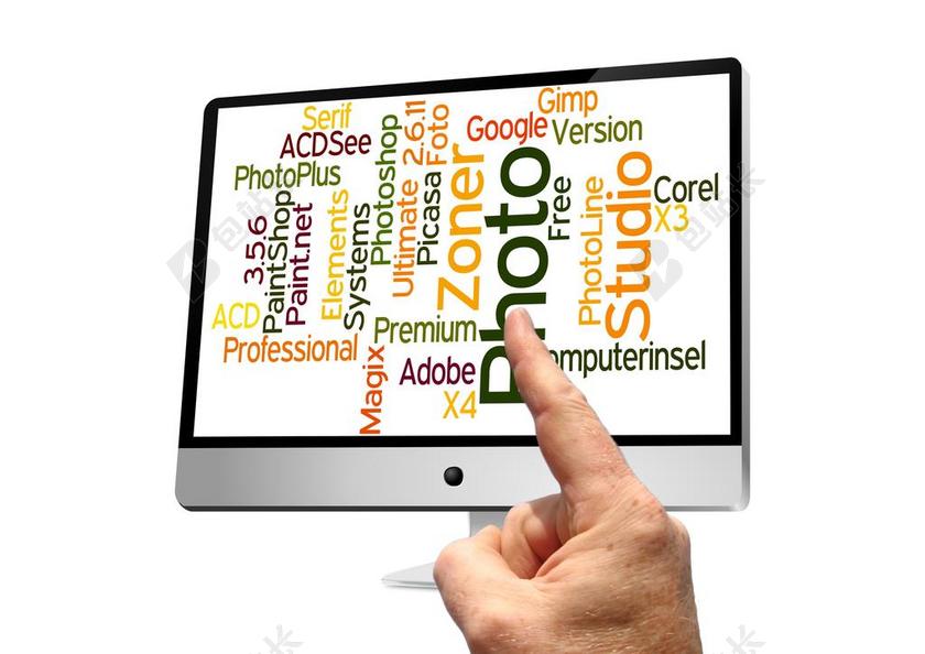 彩色电子科技电脑网页上的各种字母电子产品互联网科技背景图片