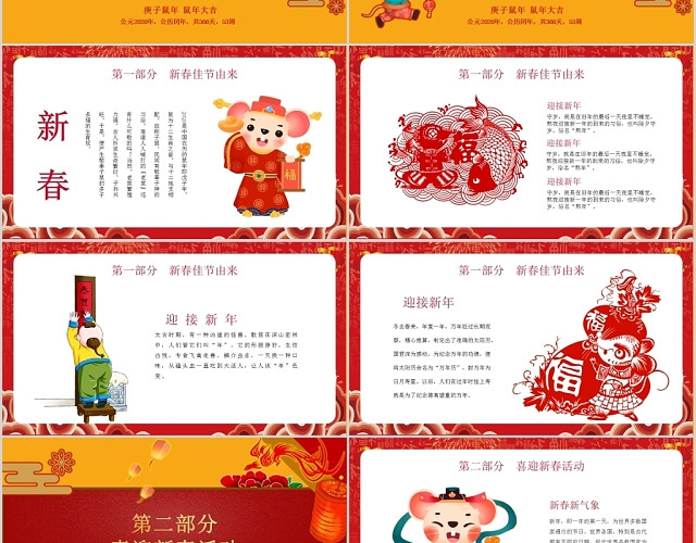 红色简约新年庆典传说新春春节班会PPT模板