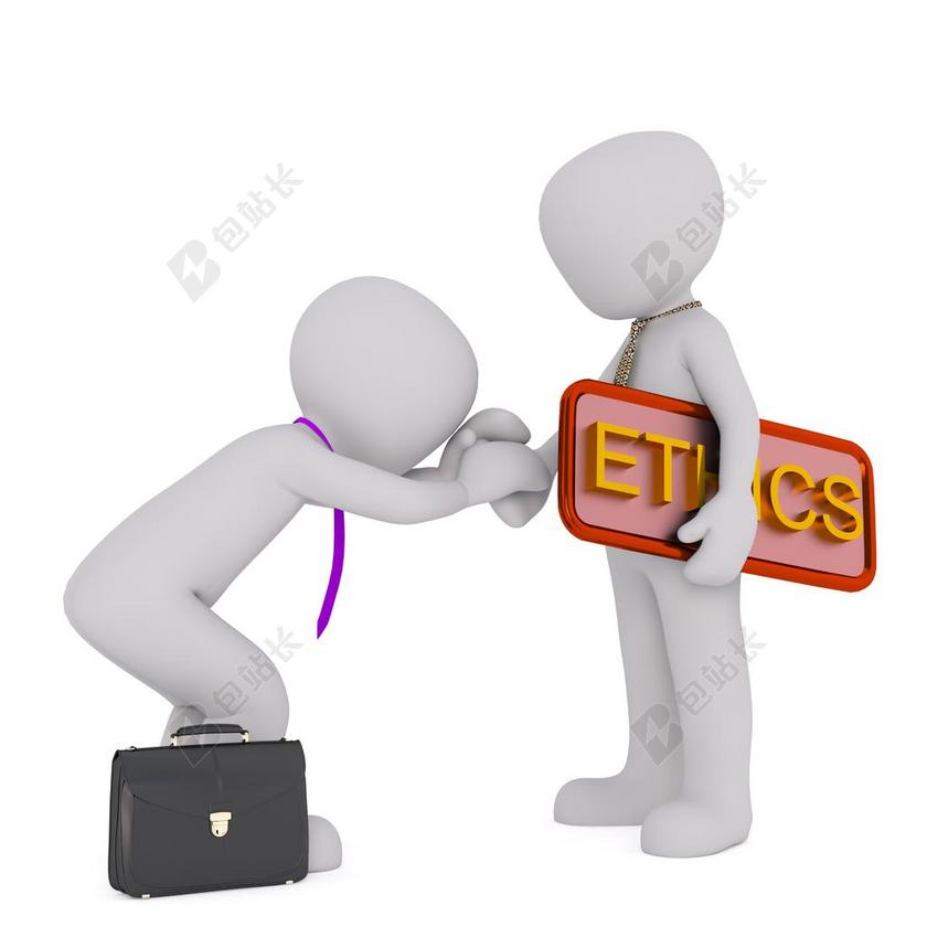 3D人偶白色象征演示意义商业道德诚意背景图片