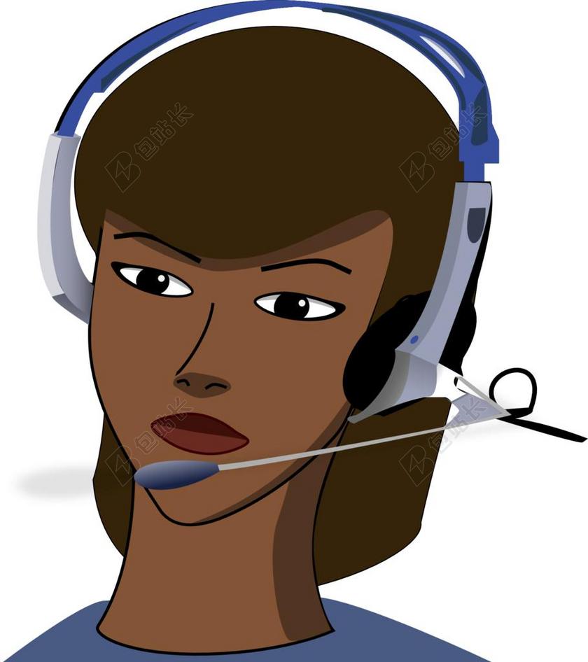 设计卡通黑人接线员图案背景图片