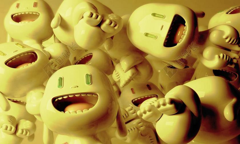 玩具可爱微笑的白色玩偶背景图片