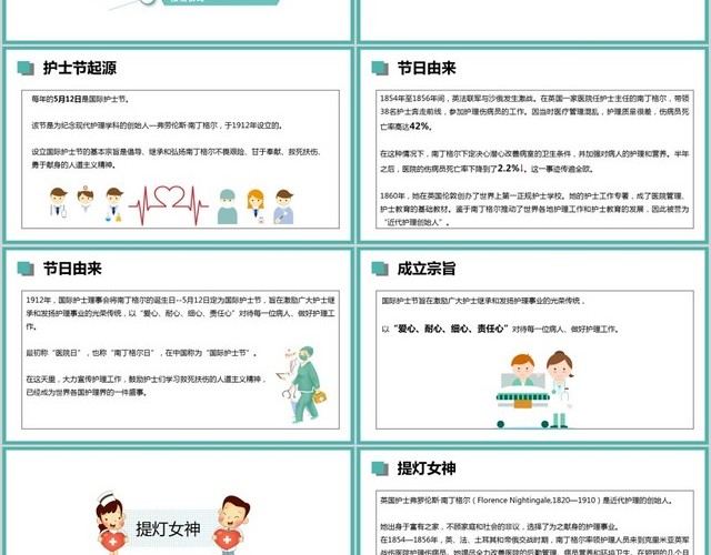极简小清新儿童卡通512护士节介绍PPT模板