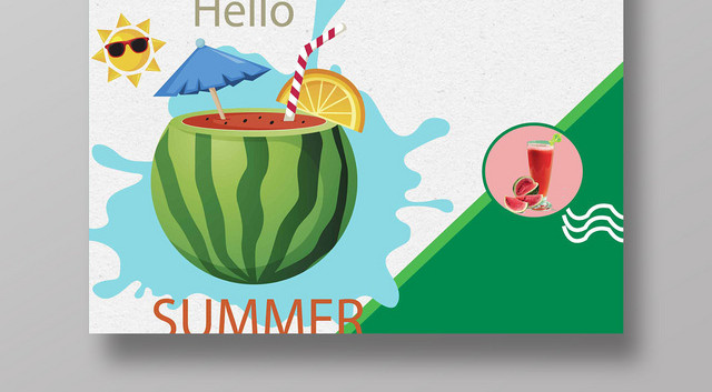 夏日西瓜水果创意促销海报