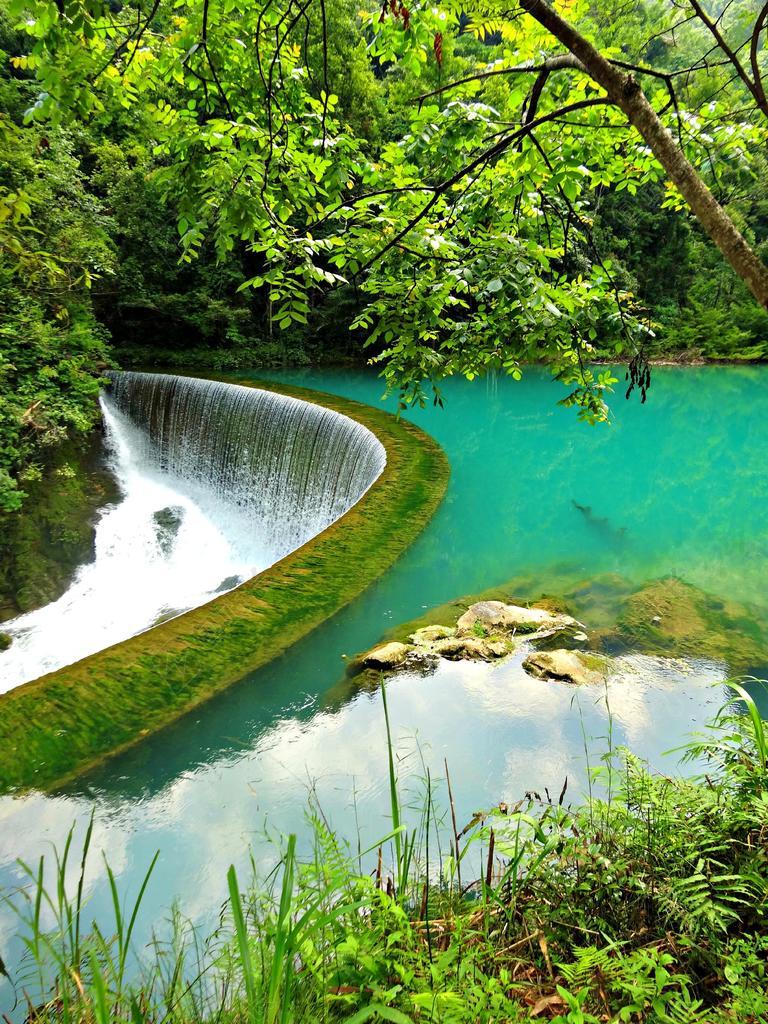 亚洲 中国 荔波 肖奇港 水 绿松石水 大瀑布 自然 绿色