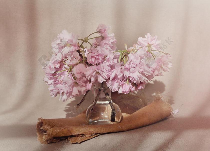 粉色农业艺术花朵包装玻璃瓶背景图片