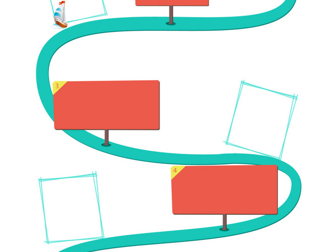 手绘卡通旅行路线图矢量插画