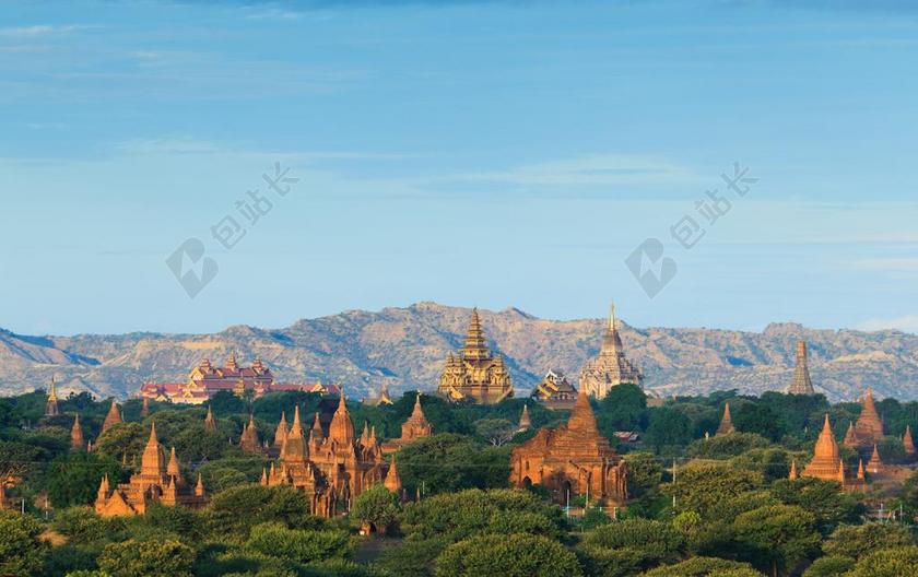 蒲甘 缅甸 考古区 全景 寺庙MINYEINGON