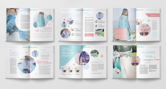 蓝色时尚服装行业宣传册画册通用模版