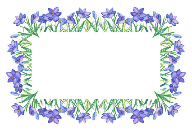 水彩花环花边透明边框矢量素材