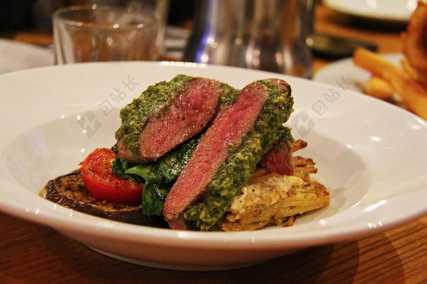 食物美味的嫩牛排背景图片