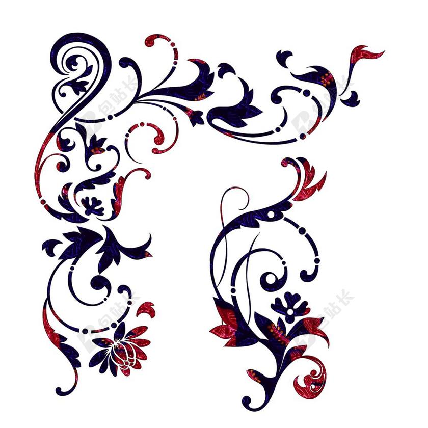 滚动边框 漩涡 抽象 海军红 大 300DPI 花艺设计