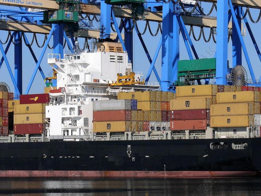 广告清新码头搬运货物背景图片