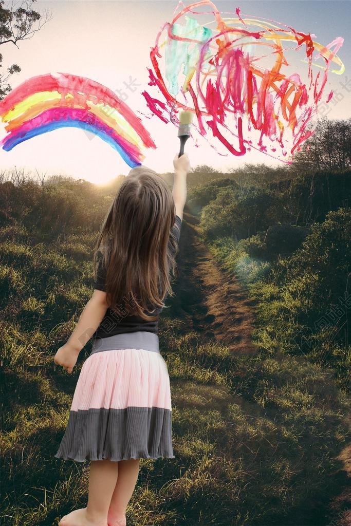 漆 彩虹 光明 多彩 艺术 油漆飞溅 画笔描边 颜色 图