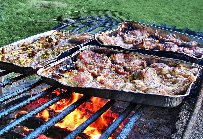 烧烤炉 烧烤 肉 煎炸 野餐 饮食 吃 链篦机 菜 火灾