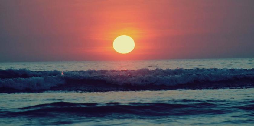 海面夕阳日落景观背景图片