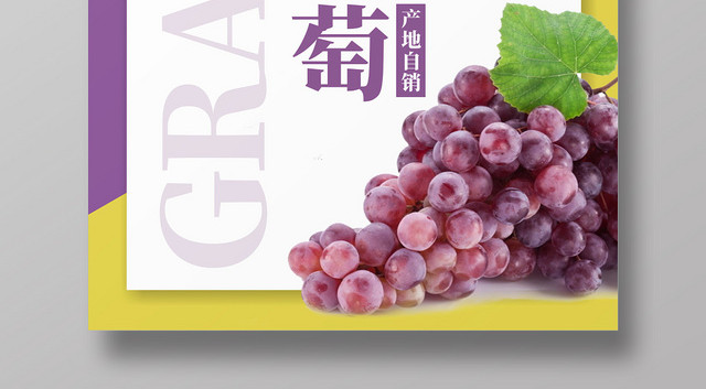水果葡萄新鲜水果紫色创意简约大气宣传海报