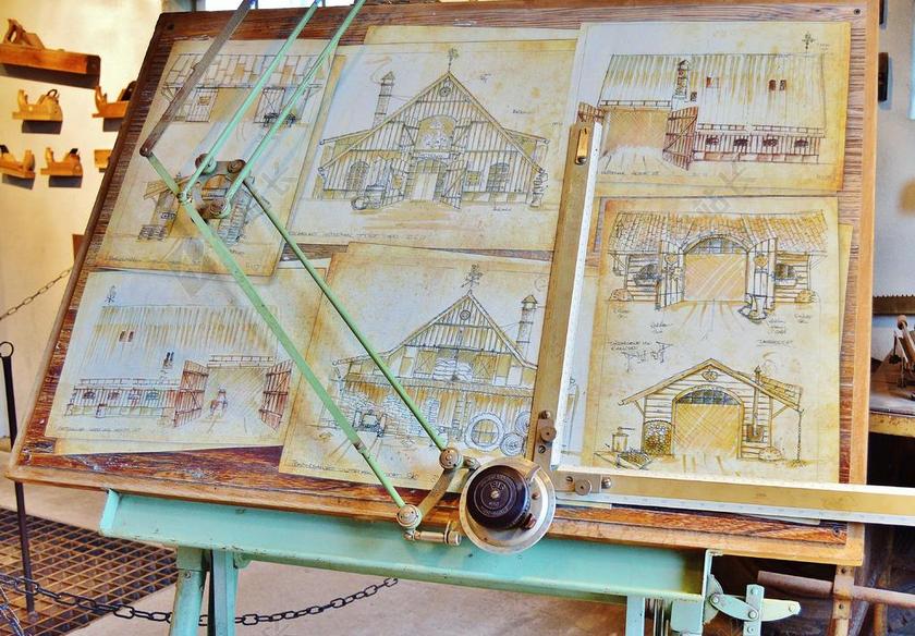 画板上建筑样图背景图片