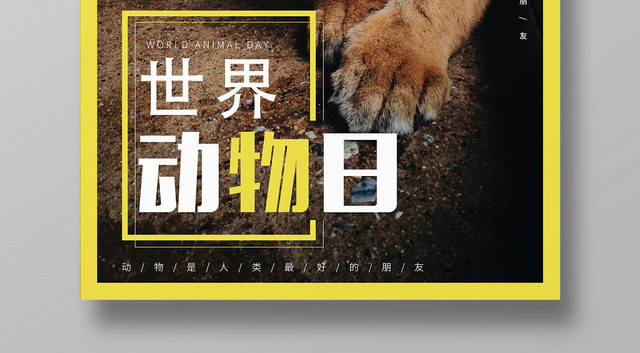 简约风世界动物日宣传公益海报